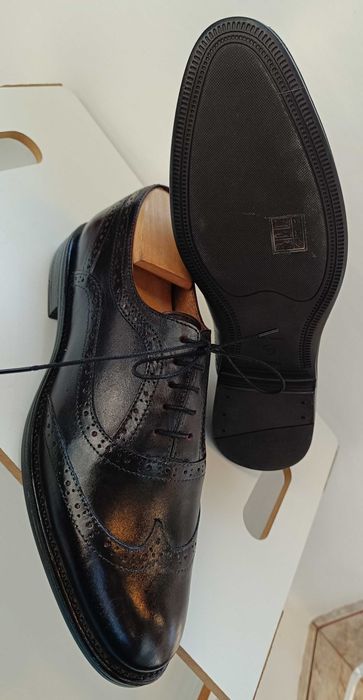 Pantofi oxford 40 40.5 brogue Lavoratione Artigianale NOI piele natur