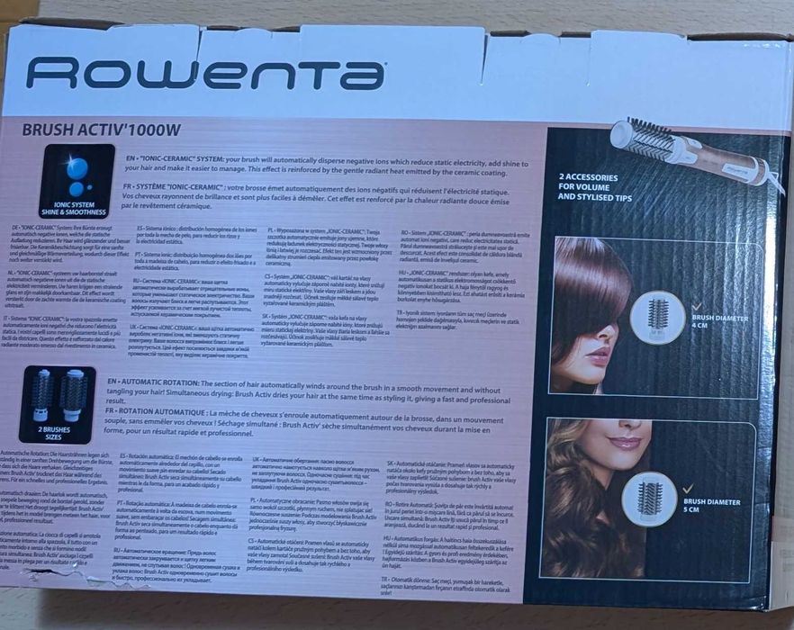 Perie rotativa – NOUĂ -Rowenta Brush Activ' Premium Care  1000W, 2 trepte, 2 viteze, ionizare, 2 perii, Cashmere Keratin, invelis ceramic, Roz