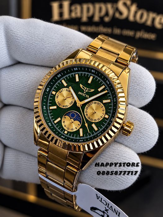 INVICTA Emerald gold green dial unisex 38 mm, Инвикта нов унисекс часовник