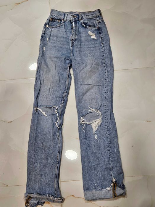 Сини дънки с висока талия Pull&Bear, размер 34