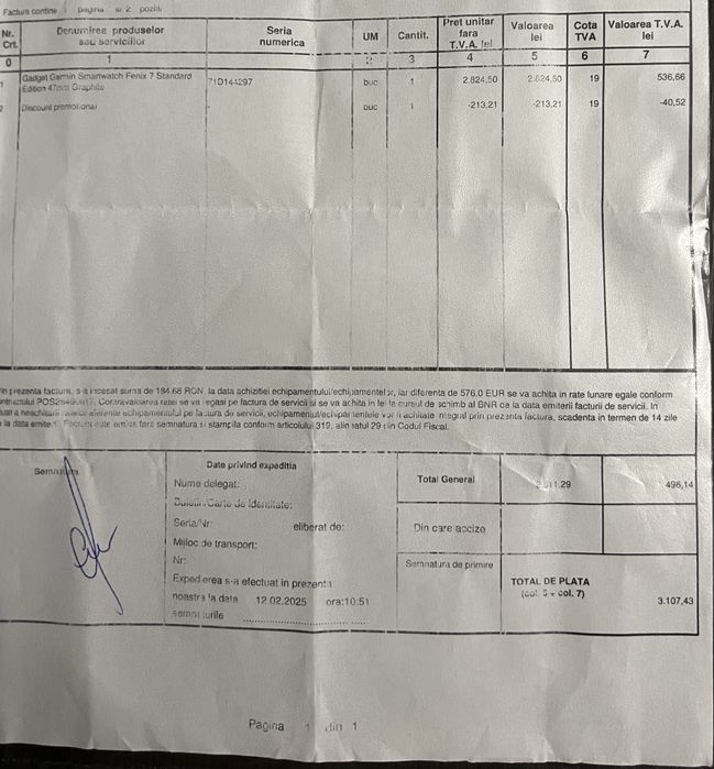 Garmin Fenix 7 Standard 47mm | Stare foarte bună | Factură