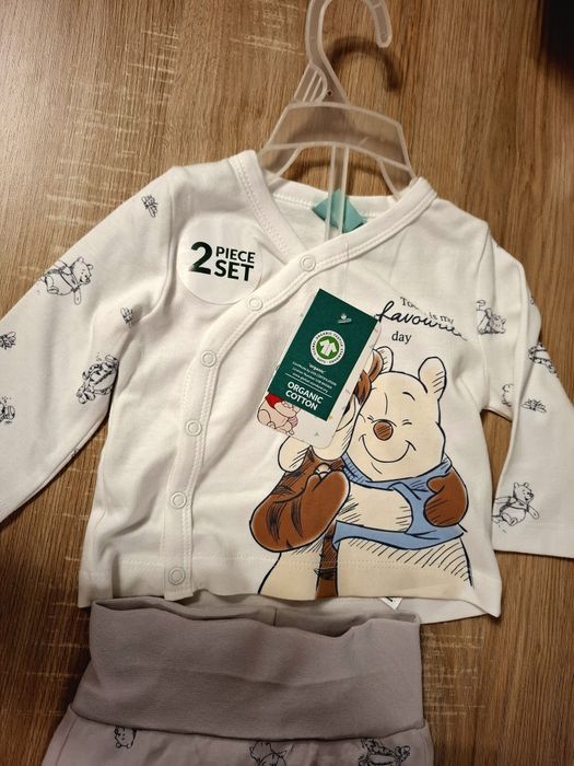 Set bebe 2 piese din bumbac organic cu Winnie the Pooh, 0-3 luni