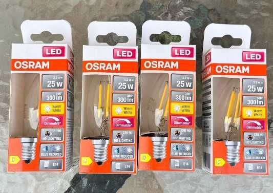 4 becuri LED E14 25W si 7 becuri Vintage LED E14 22W OSRAM
