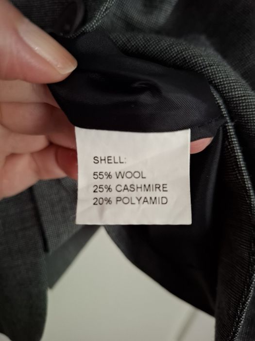 Дамски костюм сако и панталон от вълна и кашмир тъмносив EU42