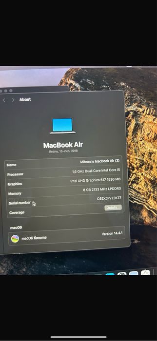 Macbook air 13 inch 8 Ram 128 Gb
