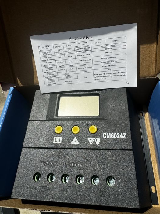 Controler de Incărcare  Solară CM6024Z 60A/12V- 24V Auto LCD Panou PV