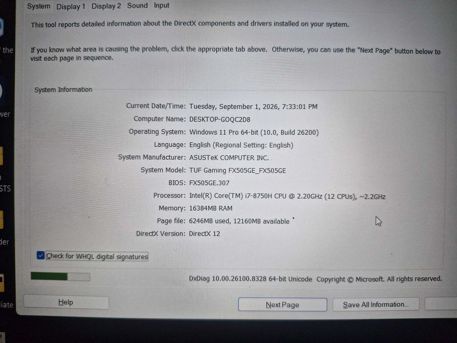 Laptop ASUS TUF Gaming FX504  i7  GTX 1050 Ti  16GB RAM SSD 256GB