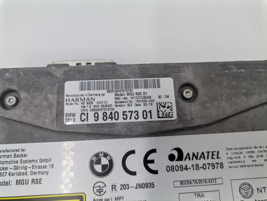 BMW DVD Player RSE MGU 9840573 G30 G31 G32 G11 G11 G05 G06 G07 F90 F95