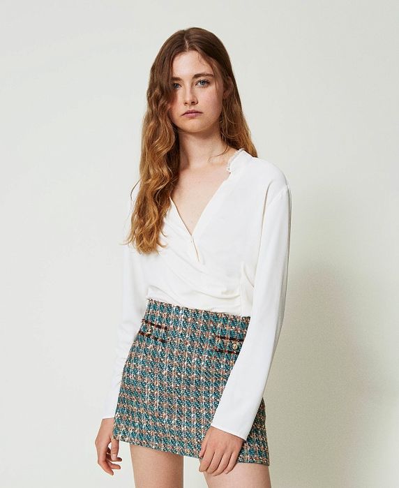 Къса пола Twinset,М и L/XL ,букле,тюркоаз/златисто,нова с етикет!