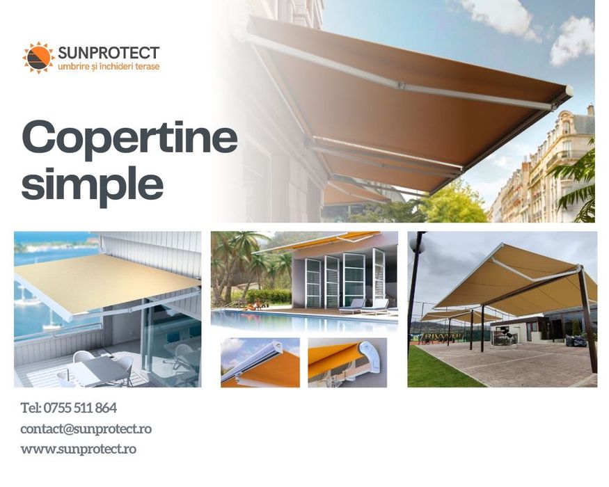 Copertine/Marchize cu brațe Retractabile Simple.