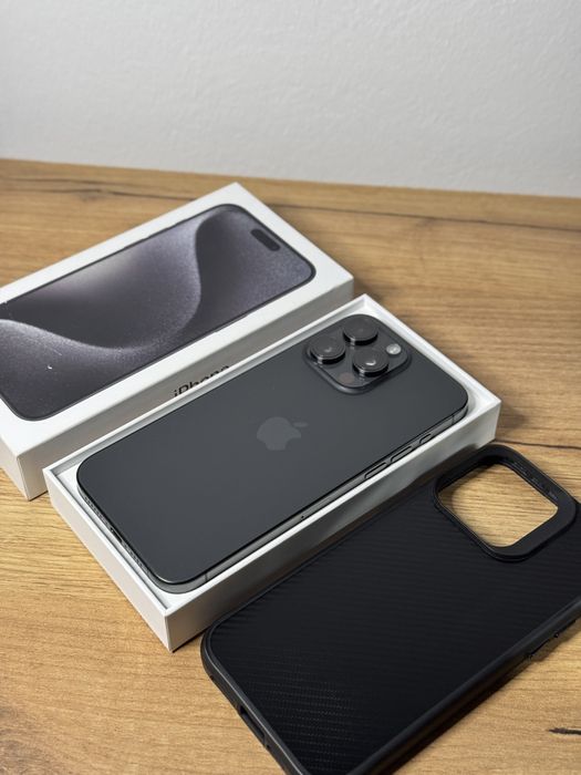 iPhone 15 Pro Max 512 GB Black Titanium 95% impecabil full box + husa