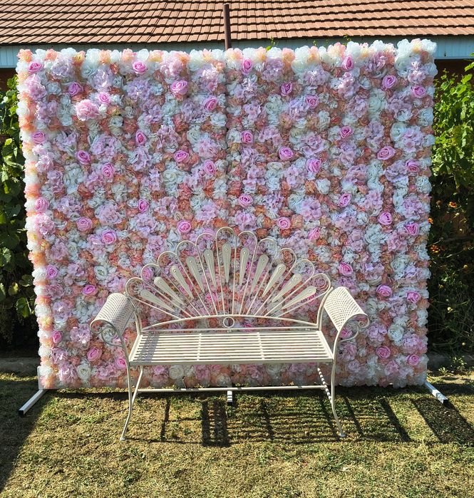 Inchiriem corturi si pavilioane pentru evenimente. Panou floral cu bancuta,  decor mireasa, etc