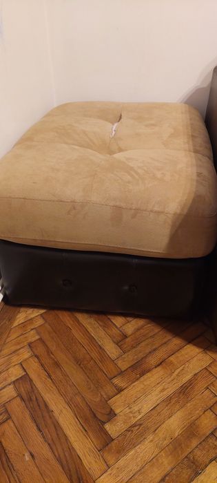 Canapea , fotoliu și taburet  mobexpert piele naturala/piele intoarsa