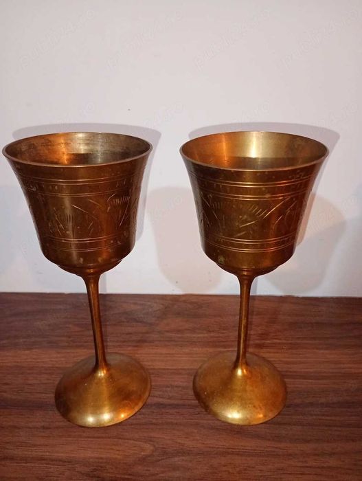 Set 6 pahare vinted din alama decorate manual