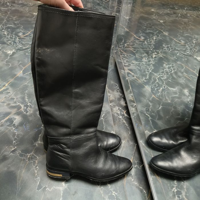 Cizme lungi Mango 37 piele cu toc metalic