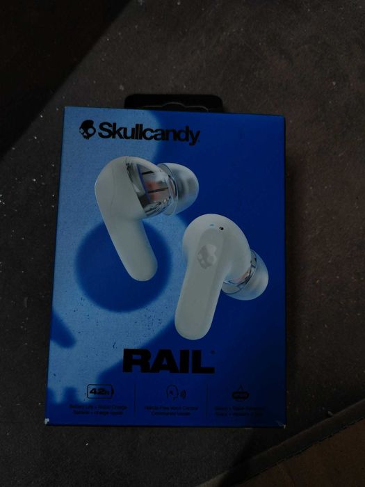 Casti In-Ear Skullcandy Rail ANC, True Wireless, Bluetooth, Active Noise Cancelling, Bone Orange Glow