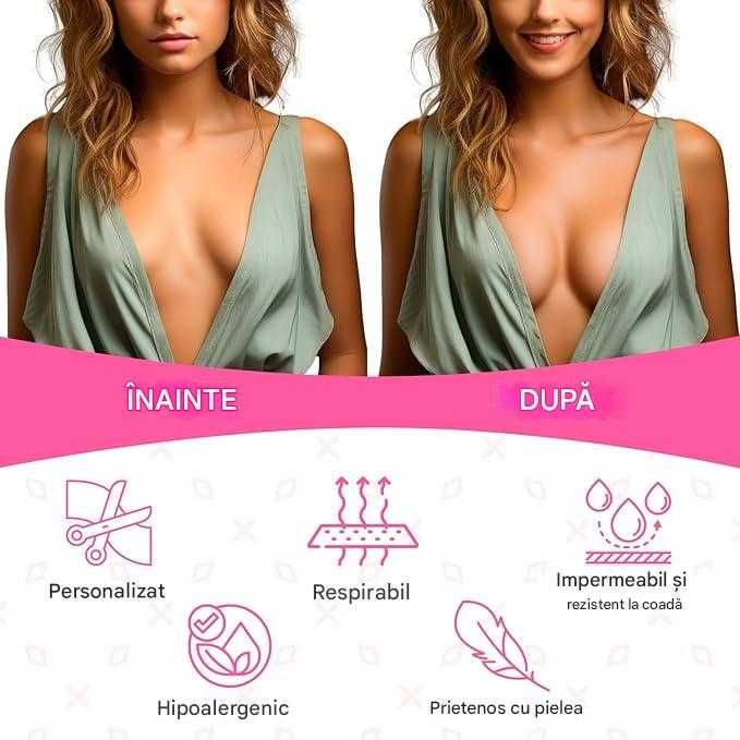 Banda adeziva pt. ridicarea bustului 5 m bej cu 10 protectii mamelon