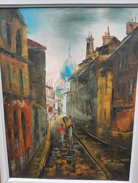 Красива Стара Картина Живопис Маслени Бои на Платно