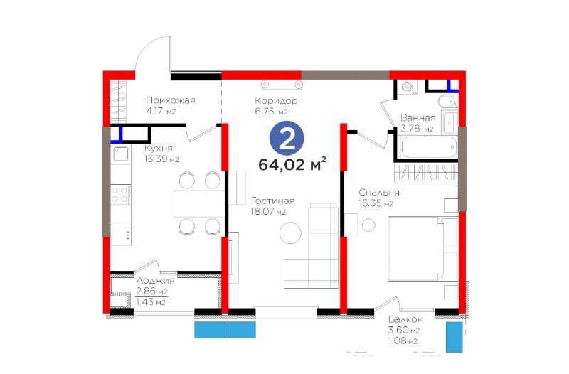 Квартира в Новостройке! В ИПОТЕКУ, ПЕРВОНАЧАЛЬНЫЙ ВЗНОС 20%! (707)