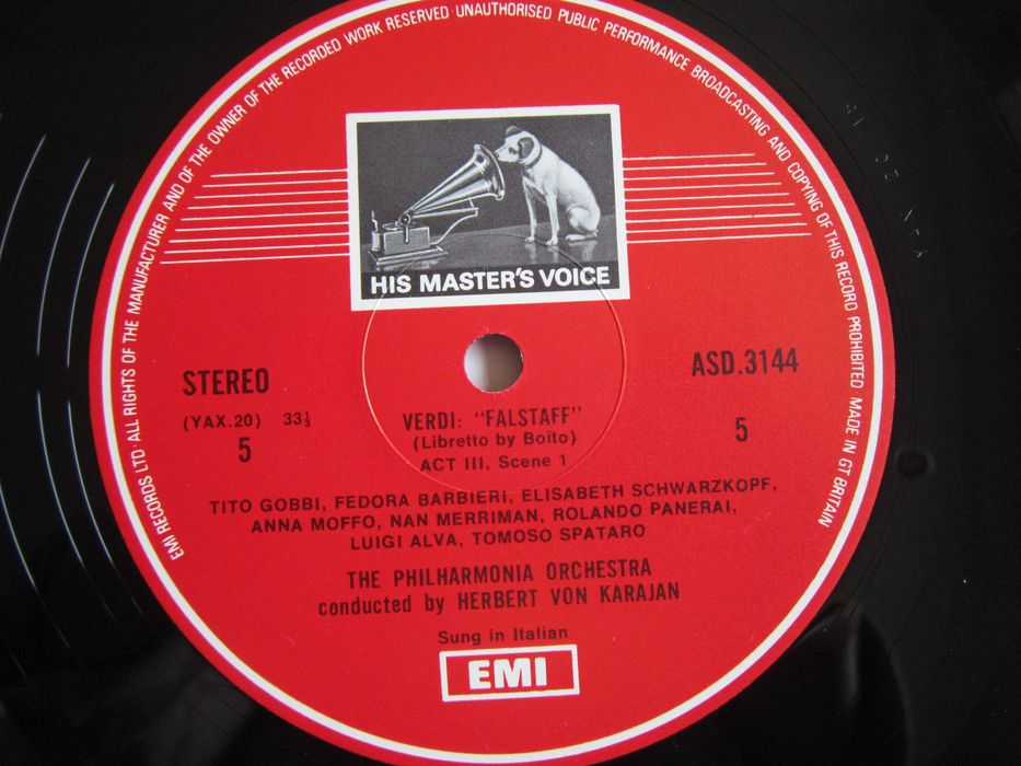 rarHerbert von Karajan Verdi -Falstaff  UK 1975 vinil impecabil