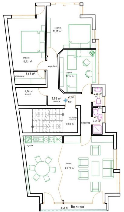 Многостаен апартамент в строеж в нова луксозна сграда в кв. Баларбаши.