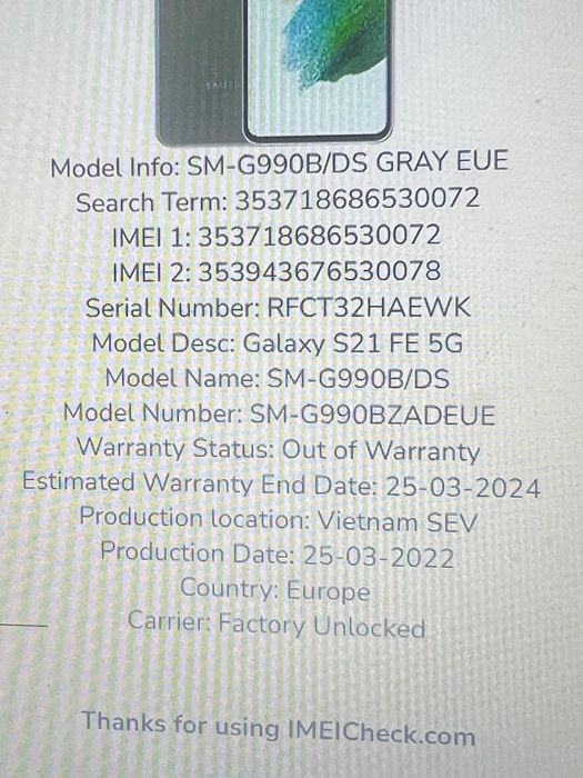 Samsung S21 FE Spart Fata Spate Ideal Piese