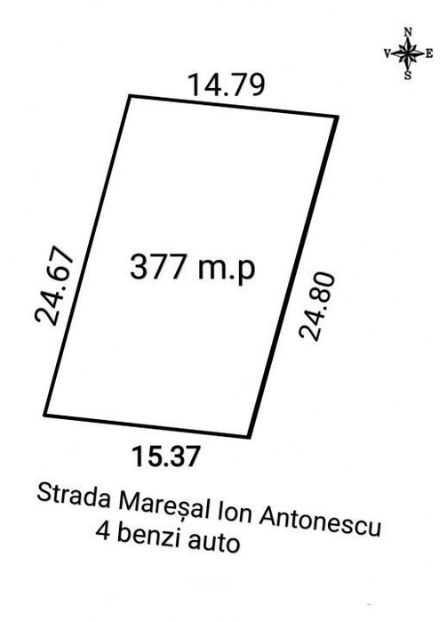 Vanzare Teren perfect 377 mp. cu Autorizatie Constructie