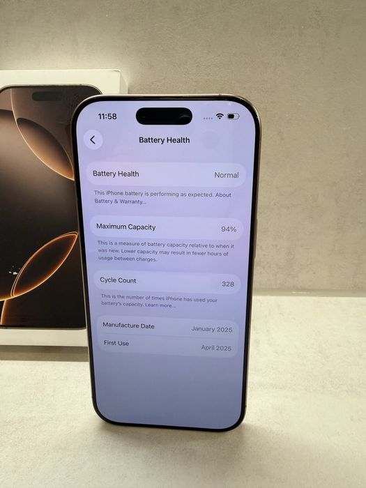 Като Нов! iPhone 16 Pro 256GB Desert Titanium 94% Battery