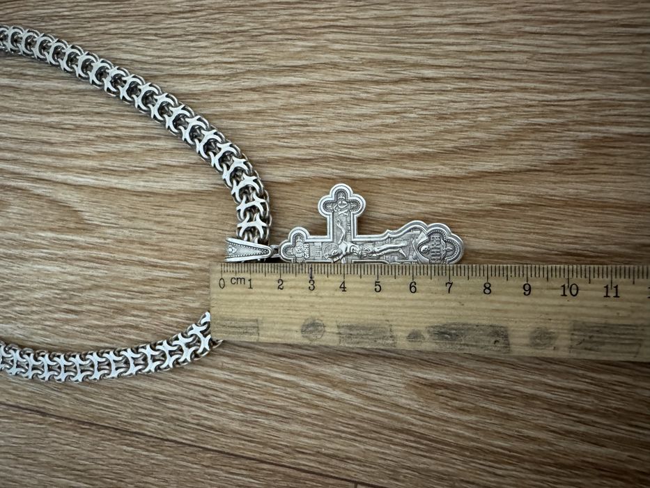 Цепь серебрянная с крестом