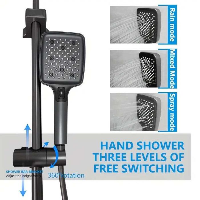 Луксозна Душ система с термостатен смесител 4 функции пиано бутони