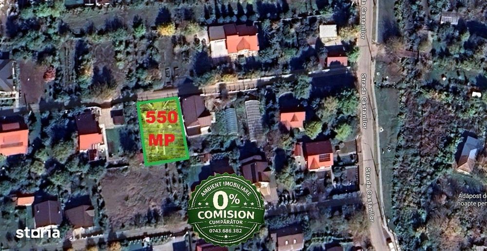 Teren intravilan 500 mp, cu toate utilitățile, zona CASTANILOR;