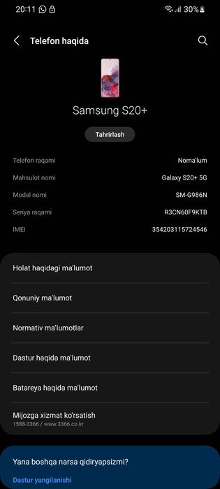 Samsung S20 + 5G Snapdragon 865  200$