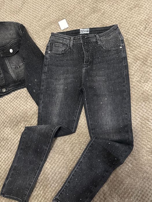 Set de blugi cu strasuri geacă + pantaloni Versace Jean Couture