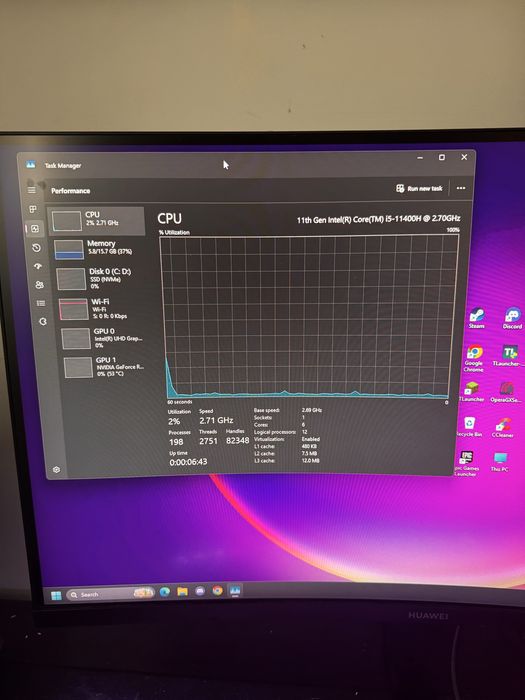 Setup Gaming Complet i5-11400H + RTX 2050 | Monitor Huawei Curbat | Se vinde și pe componente