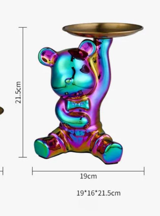 Статуэтка для интерьера, с подносом,Медведь копилка