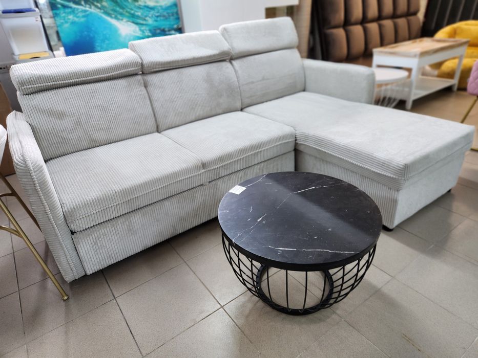 NOU Coltar modular beige, catifea raiata