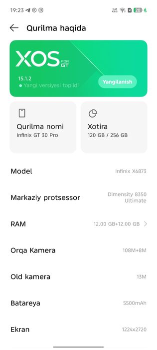Infinx gt 30 pro.Pubgda 120 fps