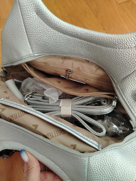 Дамска нова чанта цвят сребро