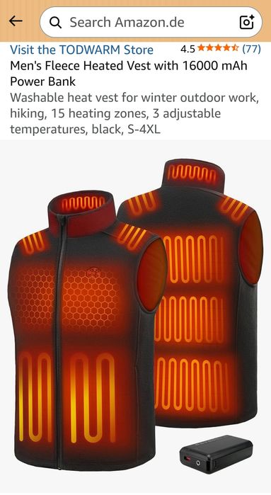 Todwarm vestă termică încălzită M baterie 16.000 mAh