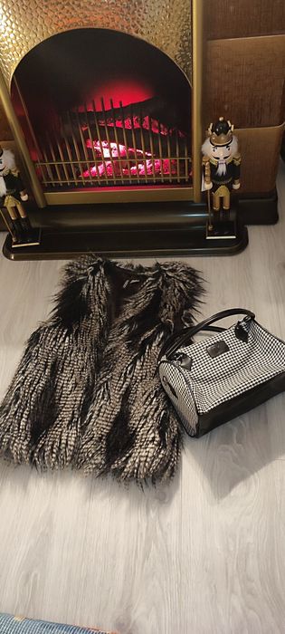 Vestuta/bolero blană gri cu negru, HM Divideo, model actual, marime XS