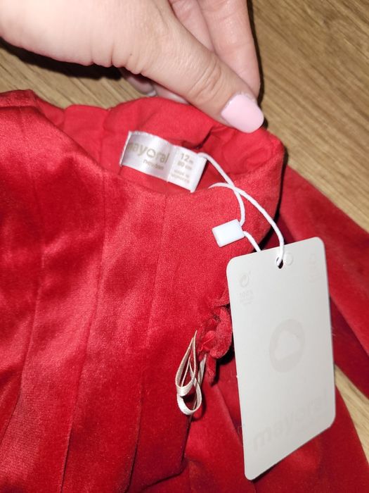 Нова червена коледна рокля Mayoral, 12 месеца