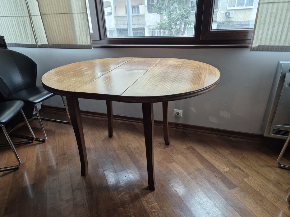 Кръгла разтегателна маса масив 90см/117см