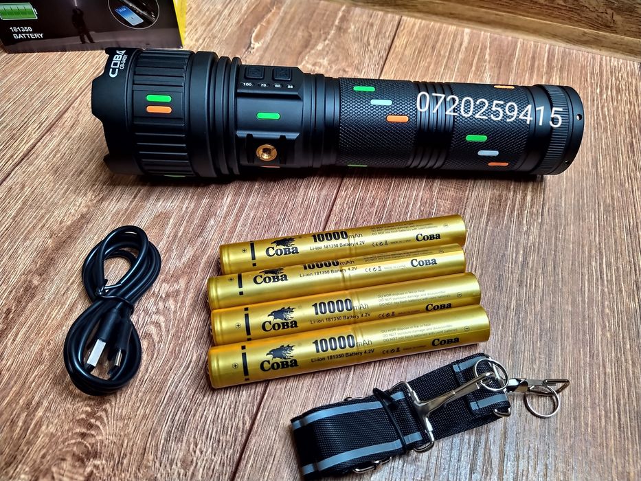 Lanternă COBA CB-G400Y cu LED Tip Laser Alb, Ultra Luminoasă 300W, 3KM