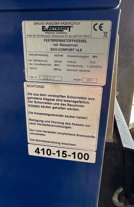 Centrală termică pe lemne de 14,9 KW ELEKTROMET