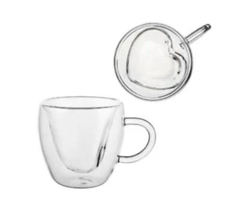 Чаша за кафе Сърце Двойно дъно Двустенна