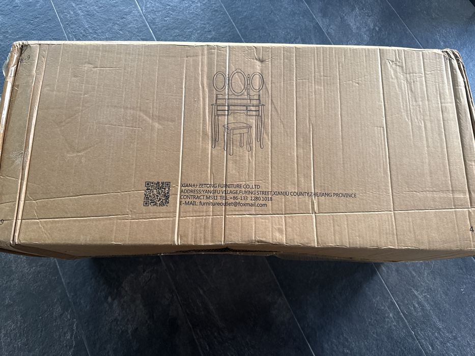 Masă de toaletă-Dressing table cu 3 oglinzi, 7 sertare și taburet, Noua