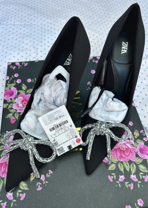 Pantofi cu toc Zara mărime 38 noi, cu eticheta