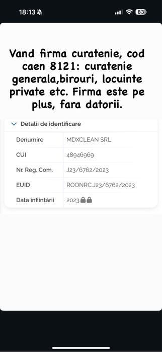 Vand firma curatenie