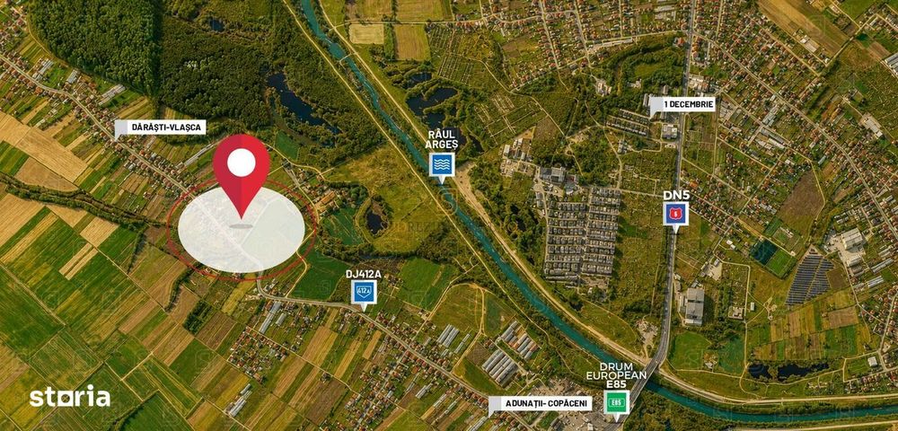 Teren intravilan – Adunatii Copaceni | 3.399 mp | Ideal investitie