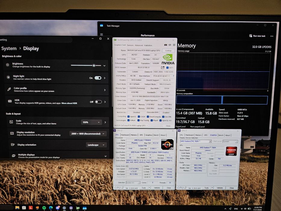 Lenovo Legion Slim OLED 2.8k 4060 Ryzen7 32gb ddr5